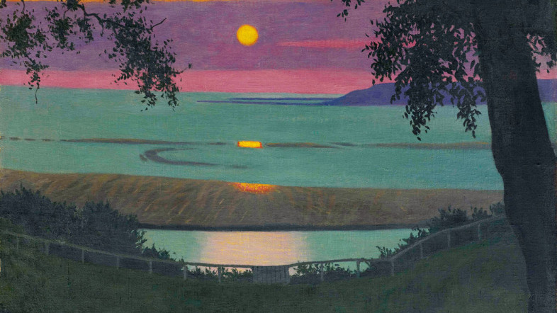 Buntes Gemälde eines Sonnenuntergangs, Teil der Ausstellung Sunset in der Kunsthalle Bremen